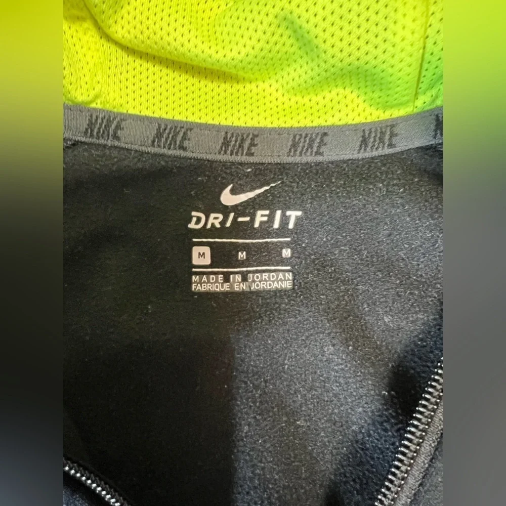 Nike Dri Fit Black Green Boy Hooded fleece lined full zip sweatshirt size M